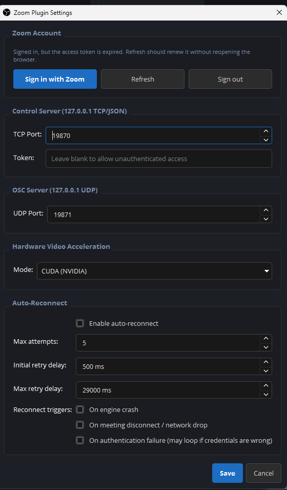 Tools → Zoom Plugin Settings: Sign in with Zoom (no Client ID or secret for end users).